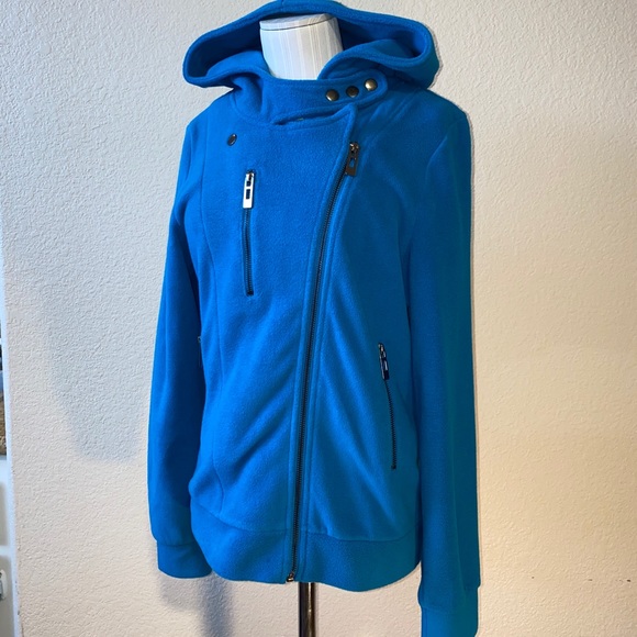 NWOT - Hooded fleece moto-style sweatshirt/jacket - Picture 2 of 8